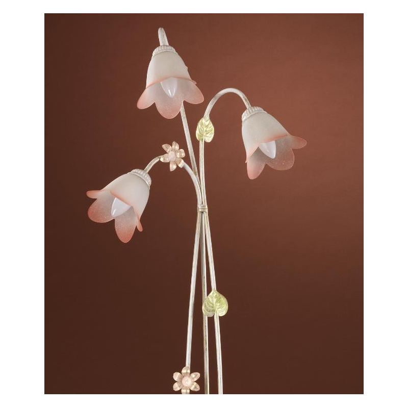 PIANTANA 3 LUCI METALLO BIANCO SPENNELLATO ORO E PARALUMI IN VETRO SATINATO SFUMATO ROSA CRISTALENSI LIGHT - Cristalensi Shop On
