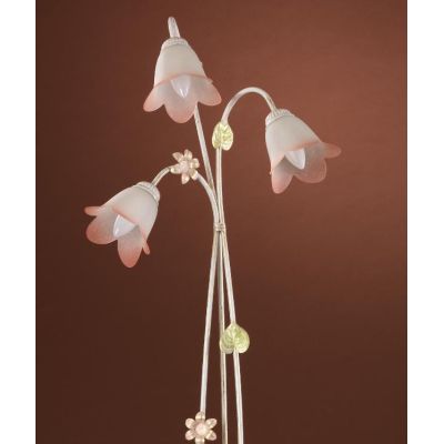 PIANTANA 3 LUCI METALLO BIANCO SPENNELLATO ORO E PARALUMI IN VETRO SATINATO SFUMATO ROSA CRISTALENSI LIGHT - Cristalensi Shop On