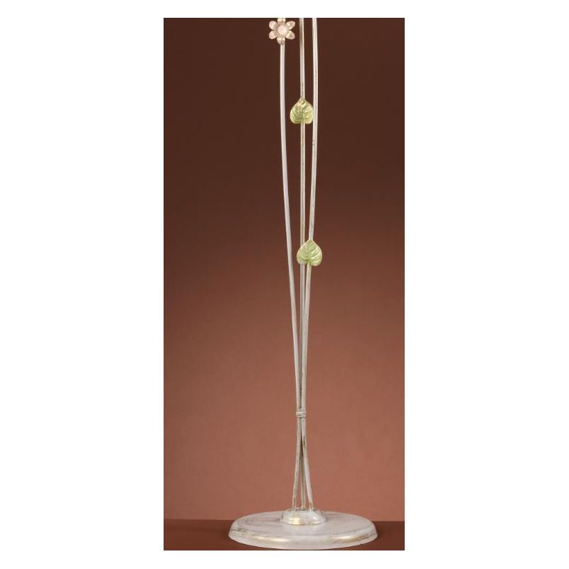 PIANTANA 3 LUCI METALLO BIANCO SPENNELLATO ORO E PARALUMI IN VETRO SATINATO SFUMATO ROSA CRISTALENSI LIGHT - Cristalensi Shop On
