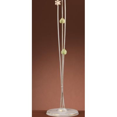 PIANTANA 3 LUCI METALLO BIANCO SPENNELLATO ORO E PARALUMI IN VETRO SATINATO SFUMATO ROSA CRISTALENSI LIGHT - Cristalensi Shop On