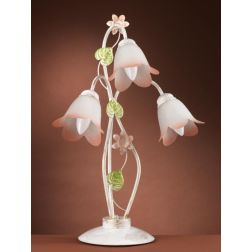 LAMPADA 3 LUCI H60 METALLO BIANCO SPENNELLATO ORO E PARALUMI IN VETRO SATINATO SFUMATO ROSA CRISTALENSI LIGHT - Cristalensi Shop