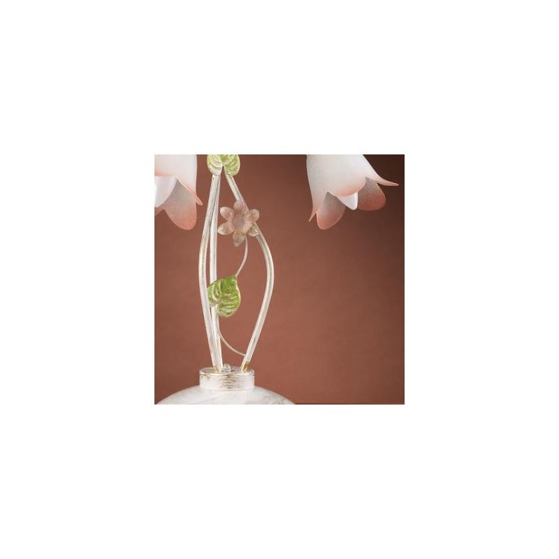 LAMPADA 3 LUCI H60 METALLO BIANCO SPENNELLATO ORO E PARALUMI IN VETRO SATINATO SFUMATO ROSA CRISTALENSI LIGHT - Cristalensi Shop