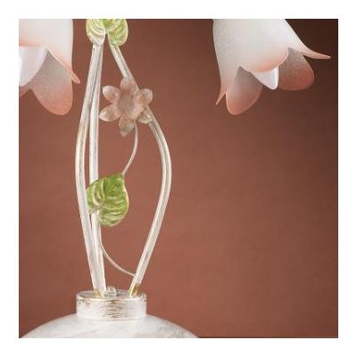 LAMPADA 3 LUCI H60 METALLO BIANCO SPENNELLATO ORO E PARALUMI IN VETRO SATINATO SFUMATO ROSA CRISTALENSI LIGHT - Cristalensi Shop