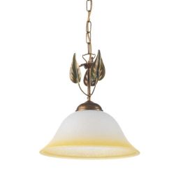 SOSPENSIONE CLASSICA D30 CM IN METALLO BRONZO SPENNELLATO ORO CON DIFFUSORE IN VETRO CRISTALENSI LIGHT - Cristalensi Shop Online