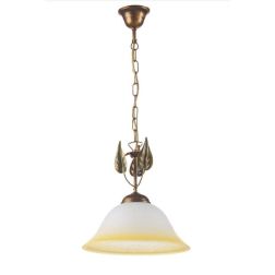 SOSPENSIONE CLASSICA D30 CM IN METALLO BRONZO SPENNELLATO ORO CON DIFFUSORE IN VETRO CRISTALENSI LIGHT - Cristalensi Shop Online 2