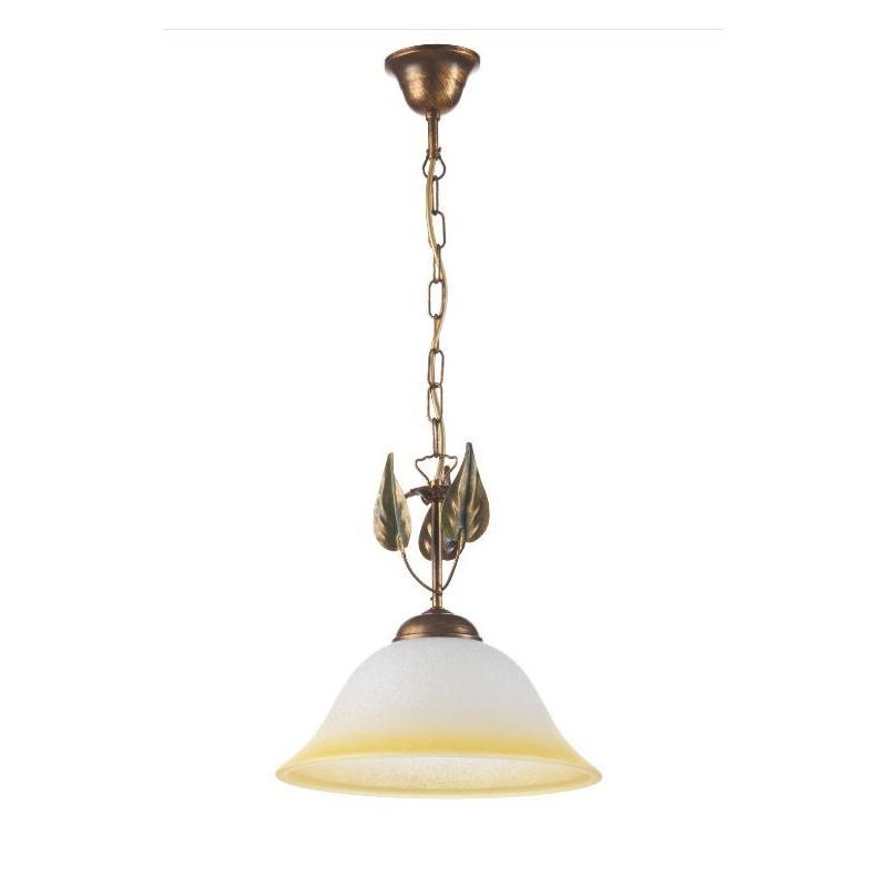 SOSPENSIONE CLASSICA D30 CM IN METALLO BRONZO SPENNELLATO ORO CON DIFFUSORE IN VETRO CRISTALENSI LIGHT - Cristalensi Shop Online