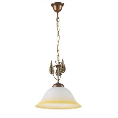 SOSPENSIONE CLASSICA D30 CM IN METALLO BRONZO SPENNELLATO ORO CON DIFFUSORE IN VETRO CRISTALENSI LIGHT - Cristalensi Shop Online