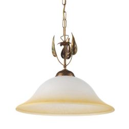 SOSPENSIONE CLASSICA D40 CM IN METALLO BRONZO SPENNELLATO ORO CON DIFFUSORE IN VETRO CRISTALENSI LIGHT - Cristalensi Shop Online