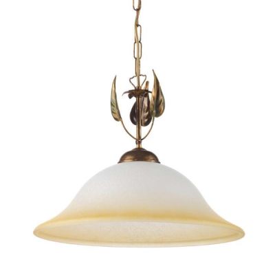 SOSPENSIONE CLASSICA D40 CM IN METALLO BRONZO SPENNELLATO ORO CON DIFFUSORE IN VETRO CRISTALENSI LIGHT - Cristalensi Shop Online