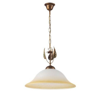 SOSPENSIONE CLASSICA D40 CM IN METALLO BRONZO SPENNELLATO ORO CON DIFFUSORE IN VETRO CRISTALENSI LIGHT - Cristalensi Shop Online