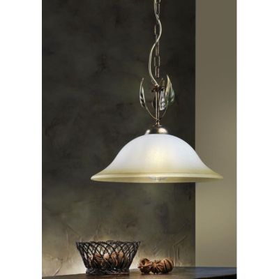 SOSPENSIONE CLASSICA D40 CM IN METALLO BRONZO SPENNELLATO ORO CON DIFFUSORE IN VETRO CRISTALENSI LIGHT - Cristalensi Shop Online