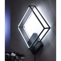 PLAFONIERA APPLIQUE MODERNA DI FORMA QUADRATA CM 45X45 LED 64W LUCE 4000K NERA CRISTALENSI LIGHT - Cristalensi Shop Online