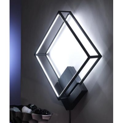 PLAFONIERA APPLIQUE MODERNA DI FORMA QUADRATA CM 45X45 LED 64W LUCE 4000K NERA CRISTALENSI LIGHT - Cristalensi Shop Online
