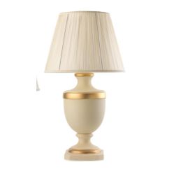 LAMPADA DA TAVOLO CLASSICA H72 IN CERAMICA AVORIO CON DECORI COLOR ORO E PARALUME IN TESSUTO CRISTALENSI LIGHT - Cristalensi Sho