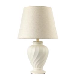 LAMPADA DA TAVOLO CLASSICA H40 IN CERAMICA BIANCA CON PARALUME IN TESSUTO COLORE SABBIA CRISTALENSI LIGHT - Cristalensi Shop Onl