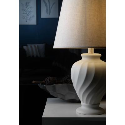 LAMPADA DA TAVOLO CLASSICA H40 IN CERAMICA BIANCA CON PARALUME IN TESSUTO COLORE SABBIA CRISTALENSI LIGHT - Cristalensi Shop Onl