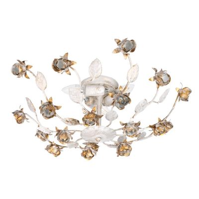 PLAFONIERA 3 LUCI CLASSICA IN FERRO BATTUTO AVORIO CON DECORI FLOREALI D55 CM CRISTALENSI LIGHT - Cristalensi Shop Online