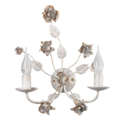 APPLIQUE 2 LUCI CLASSICA IN FERRO BATTUTO AVORIO CON DECORI FLOREALI CRISTALENSI LIGHT - Cristalensi Shop Online