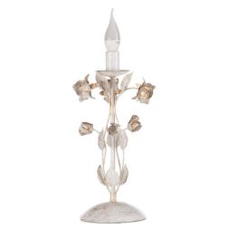 LAMPADA DA TAVOLO CLASSICA H40 IN FERRO BATTUTO AVORIO CON DECORI FLOREALI CRISTALENSI LIGHT - Cristalensi Shop Online 2