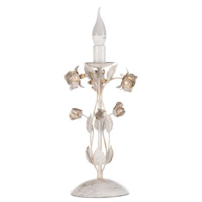 LAMPADA DA TAVOLO CLASSICA H40 IN FERRO BATTUTO AVORIO CON DECORI FLOREALI CRISTALENSI LIGHT - Cristalensi Shop Online