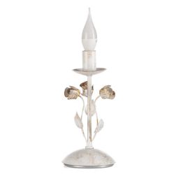 LUMETTO CLASSICO H26 IN FERRO BATTUTO AVORIO CON DECORI FLOREALI CRISTALENSI LIGHT - Cristalensi Shop Online