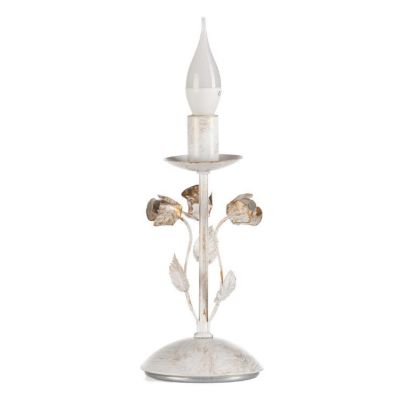 LUMETTO CLASSICO H26 IN FERRO BATTUTO AVORIO CON DECORI FLOREALI CRISTALENSI LIGHT - Cristalensi Shop Online