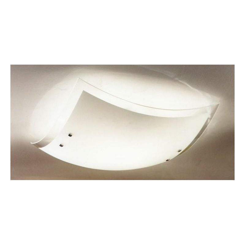 ARIA PLAFONIERA MODERNA IN VETRO BIANCO BORDO TRASPARENTE Illuminando - Cristalensi Shop Online