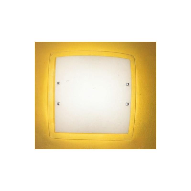 ARIA PLAFONIERA MODERNA IN VETRO BIANCO BORDO TRASPARENTE Illuminando - Cristalensi Shop Online