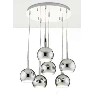 BOL AFFRALUX LAMPADARIO A 6 SFERE IN METALLO CROMATO LAMPADINE SOSTITUIBILI AFFRALUX - Cristalensi Shop Online