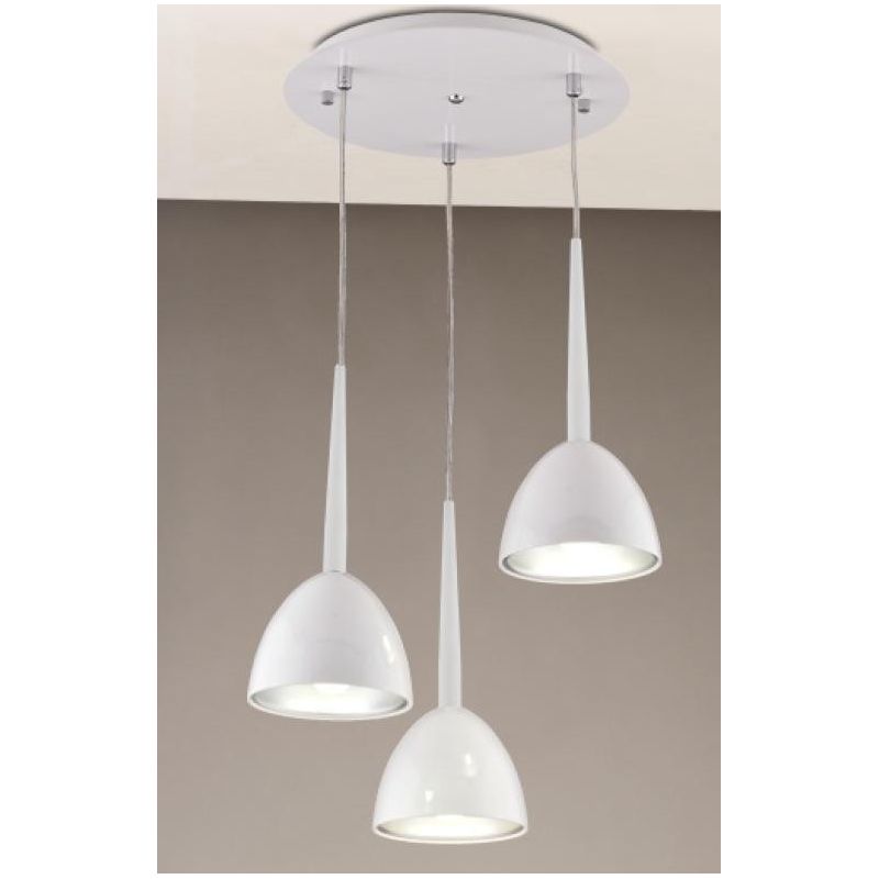2320 SOSPENSIONE A 3 PENDEL IN METALLO BIANCO LAMPADINE SOSTITUIBILI AFFRALUX - Cristalensi Shop Online