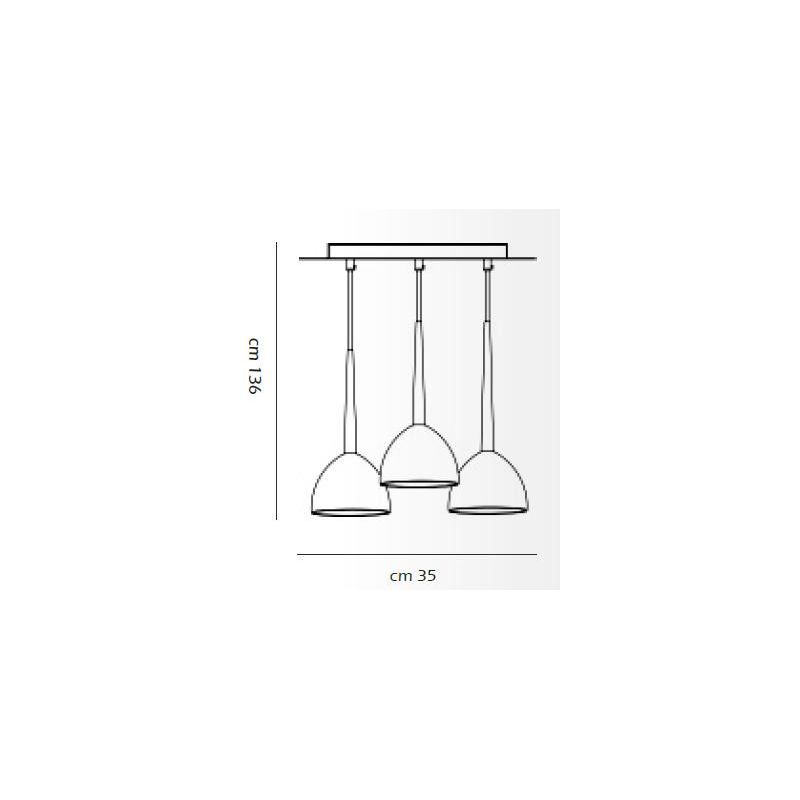 2320 SOSPENSIONE A 3 PENDEL IN METALLO BIANCO LAMPADINE SOSTITUIBILI AFFRALUX - Cristalensi Shop Online