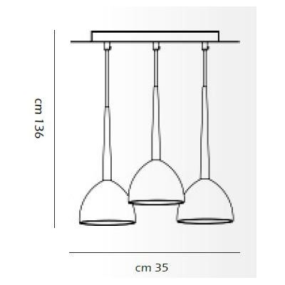 2320 SOSPENSIONE A 3 PENDEL IN METALLO BIANCO LAMPADINE SOSTITUIBILI AFFRALUX - Cristalensi Shop Online