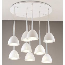 2324 SOSPENSIONE A 9 PENDEL IN METALLO BIANCO LAMPADINE SOSTITUIBILI AFFRALUX - Cristalensi Shop Online