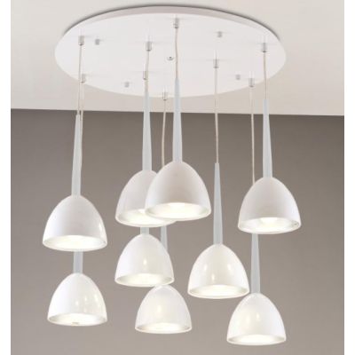 2324 SOSPENSIONE A 9 PENDEL IN METALLO BIANCO LAMPADINE SOSTITUIBILI AFFRALUX - Cristalensi Shop Online