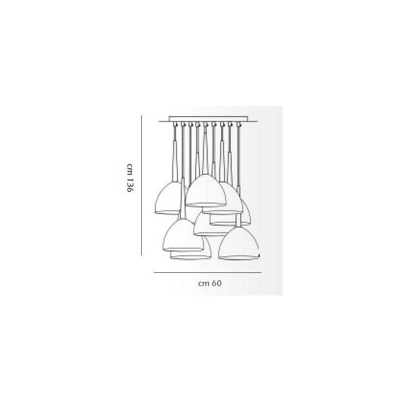 2324 SOSPENSIONE A 9 PENDEL IN METALLO BIANCO LAMPADINE SOSTITUIBILI AFFRALUX - Cristalensi Shop Online