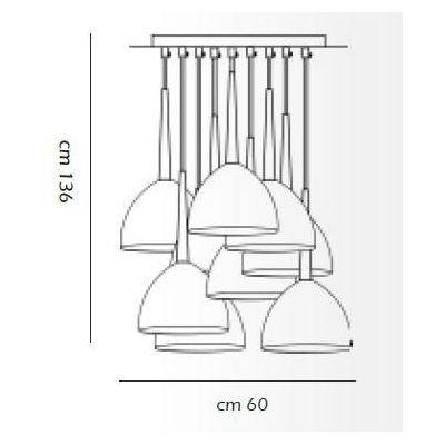 2324 SOSPENSIONE A 9 PENDEL IN METALLO BIANCO LAMPADINE SOSTITUIBILI AFFRALUX - Cristalensi Shop Online