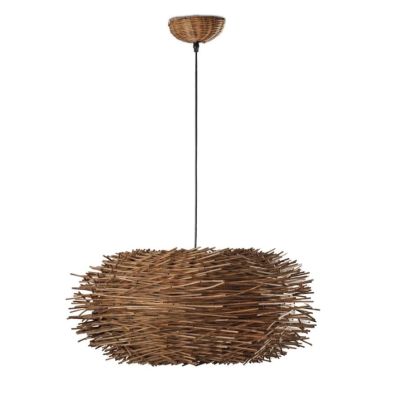 68153 SOSPENSIONE SINGOLA VINTAGE D60 CON PARALUME IN RATTAN LAMPADINA ATTACCO E27 FARO VENTILATORI - Cristalensi Shop Online