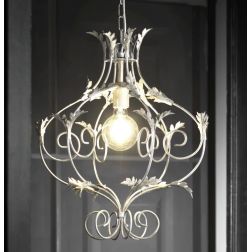 CONTESSA SOSPENSIONE CLASSICA IN METALLO AVORIO O BRONZO CON LAMPADINA A VISTA CRISTALENSI LIGHT - Cristalensi Shop Online