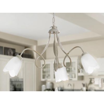 LAMPADARIO 3 LUCI STILE CLASSICO IN METALLO AVORIO O BRONZO DIAMETRO CM 65 CRISTALENSI LIGHT - Cristalensi Shop Online