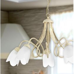 LAMPADARIO 5 LUCI STILE CLASSICO IN METALLO AVORIO O BRONZO DIAMETRO CM 75 CRISTALENSI LIGHT - Cristalensi Shop Online 2