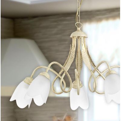 LAMPADARIO 5 LUCI STILE CLASSICO IN METALLO AVORIO O BRONZO DIAMETRO CM 75 CRISTALENSI LIGHT - Cristalensi Shop Online