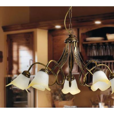LAMPADARIO 5 LUCI STILE CLASSICO IN METALLO AVORIO O BRONZO DIAMETRO CM 75 CRISTALENSI LIGHT - Cristalensi Shop Online