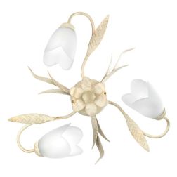 PLAFONIERA 3 LUCI STILE CLASSICO IN METALLO AVORIO SPENNELLATO ORO DIAMETRO CM 50 CRISTALENSI LIGHT - Cristalensi Shop Online