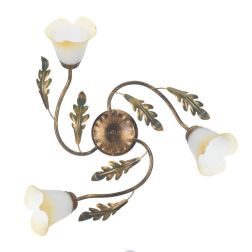 PLAFONIERA 3 LUCI STILE CLASSICO IN METALLO MARRONE SPENNELLATO ORO D50 CM CRISTALENSI LIGHT - Cristalensi Shop Online