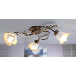 PLAFONIERA 3 LUCI STILE CLASSICO IN METALLO MARRONE SPENNELLATO ORO D50 CM CRISTALENSI LIGHT - Cristalensi Shop Online 2