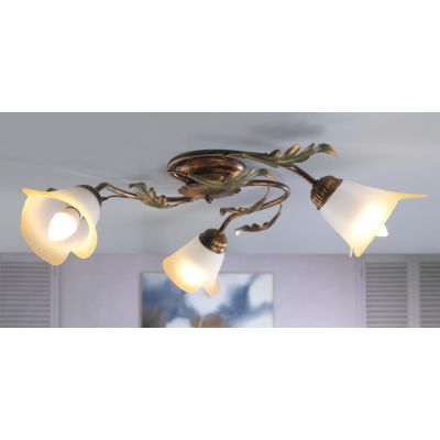 PLAFONIERA 3 LUCI STILE CLASSICO IN METALLO MARRONE SPENNELLATO ORO D50 CM CRISTALENSI LIGHT - Cristalensi Shop Online