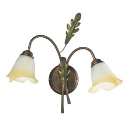 APPLIQUE 2 LUCI IN STILE CLASSICO IN METALLO MARRONE SPENNELLATO ORO L40 CM CRISTALENSI LIGHT - Cristalensi Shop Online