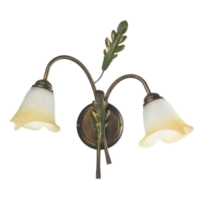APPLIQUE 2 LUCI IN STILE CLASSICO IN METALLO MARRONE SPENNELLATO ORO L40 CM CRISTALENSI LIGHT - Cristalensi Shop Online