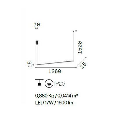 SOSPENSIONE LINEARE MODERNA METALLO NERO O BIANCO LED 20W LUCE 3000K CRISTALENSI - Cristalensi Shop Online