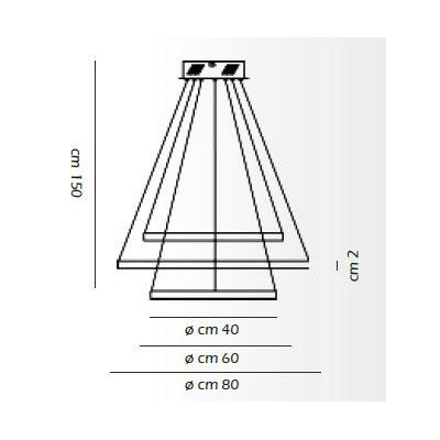 2335 LAMPADARIO ALURING AFFRALUX 3 ANELLI LED MODERNO DIAMETRO 80/60/40 AFFRALUX - Cristalensi Shop Online